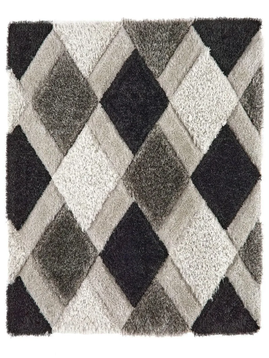 Origin Rugs Grey 3D GEO Shaggy Rug Outlet