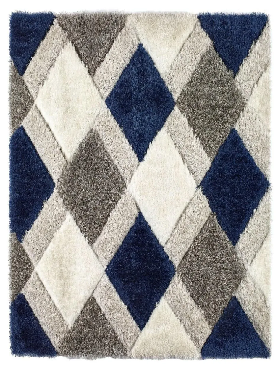 Origin Rugs Navy 3D GEO Shaggy Rug Clearance