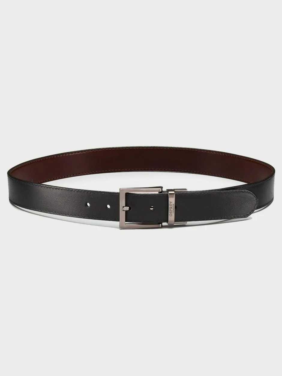 Osprey London Black The Crawford 3.5cm Reversible Leather Belt Discount