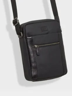 Osprey London The Small Grantham Waxed Canvas And Leather Messenger Bag Black Clearance