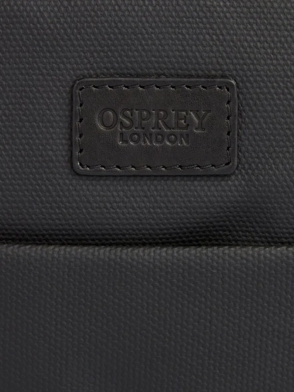 Osprey London The Small Grantham Waxed Canvas And Leather Messenger Bag Black Clearance