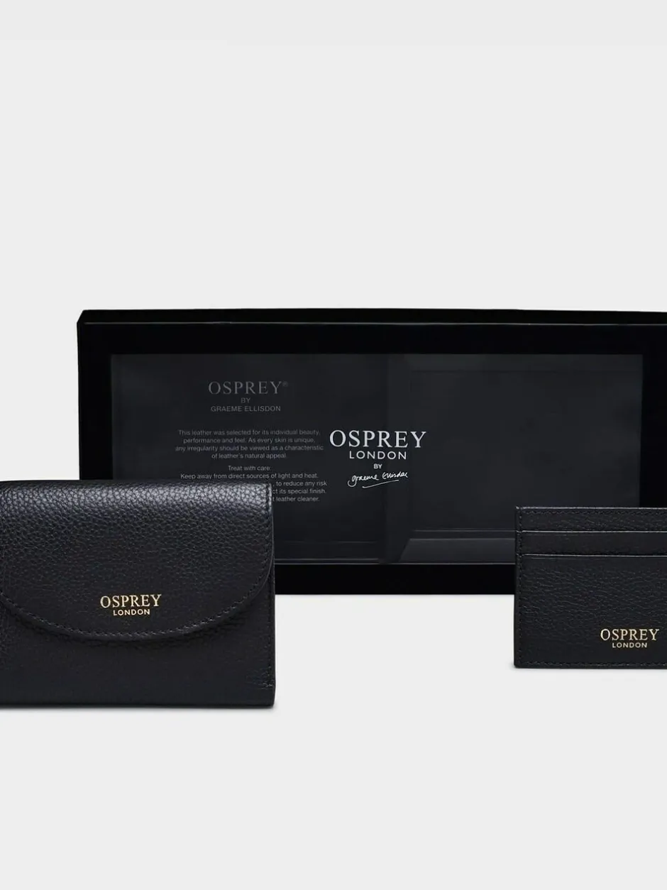 Osprey London Black The Tilly Leather Purse Gift Set New
