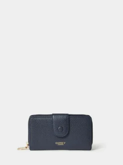 Osprey London The Core Medium Leather Popper Matinee Purse Blue Best