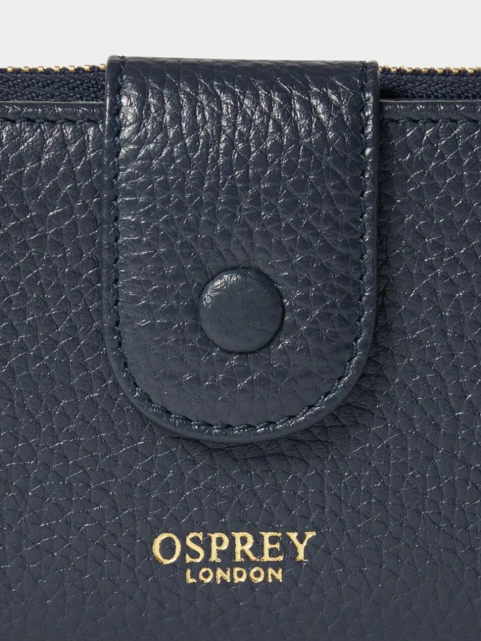 Osprey London The Core Medium Leather Popper Matinee Purse Blue Best