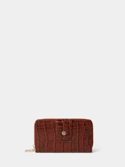 Osprey London Brown The Carla Leather Zip Around Purse Hot