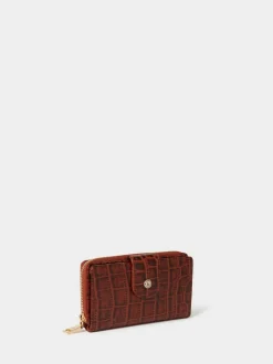 Osprey London Brown The Carla Leather Zip Around Purse Hot