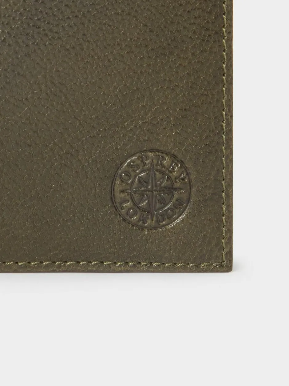 Osprey London The Compass Leather Coin Wallet Green New