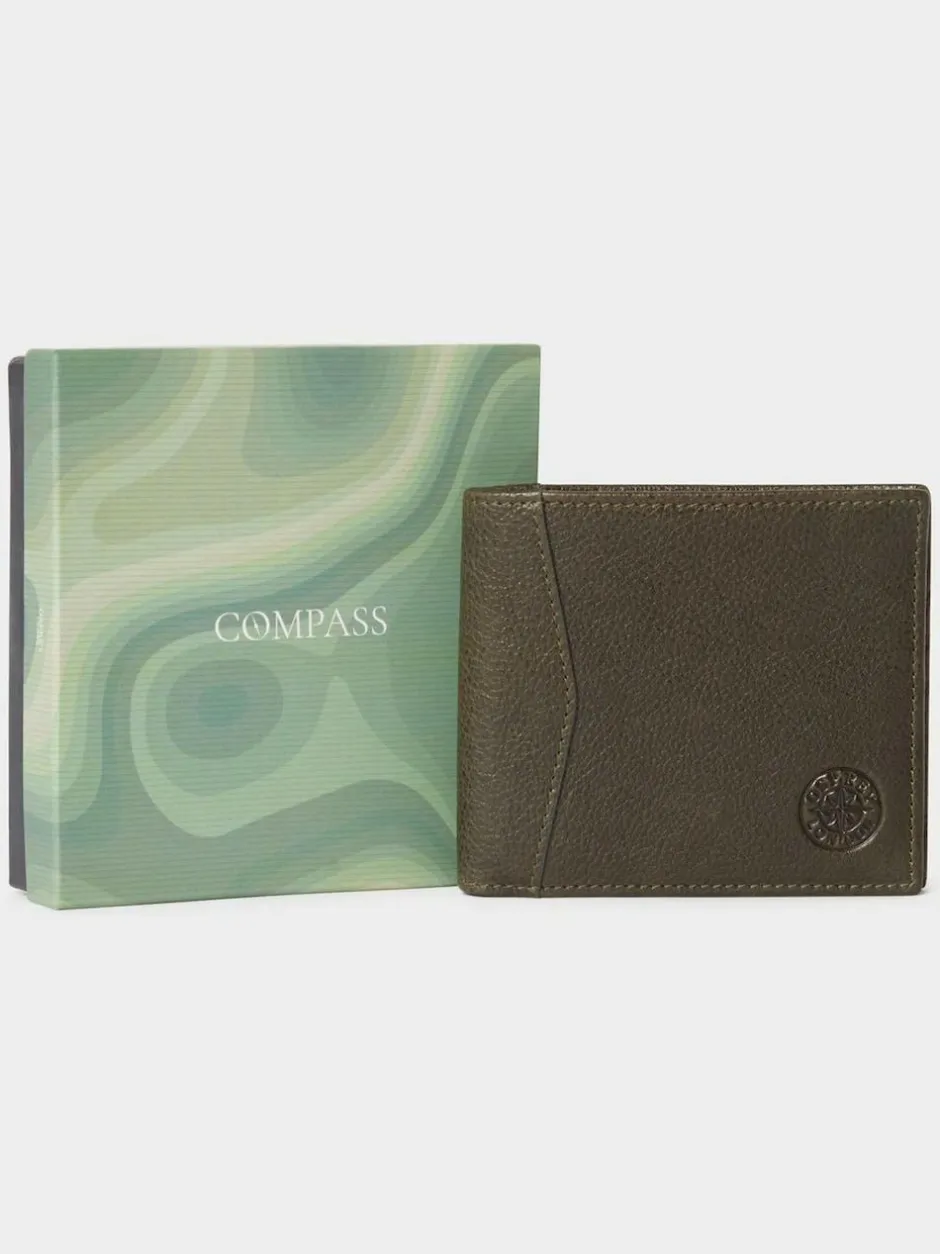 Osprey London The Compass Leather Card Wallet Green Outlet
