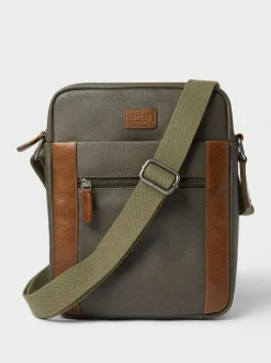 Osprey London The Small Grantham Waxed Canvas And Leather Messenger Bag Green Clearance