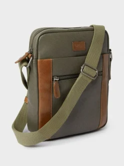Osprey London The Small Grantham Waxed Canvas And Leather Messenger Bag Green Clearance