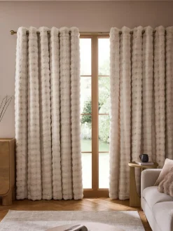 Next Oyster Aspen Faux Fur Eyelet Lined Curtains Discount