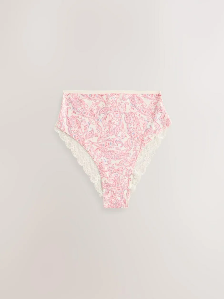 Next Paisley High Rise High Leg Cotton Lace Knickers 4 Pack Outlet