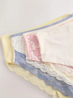 Next Paisley High Rise High Leg Cotton Lace Knickers 4 Pack Outlet