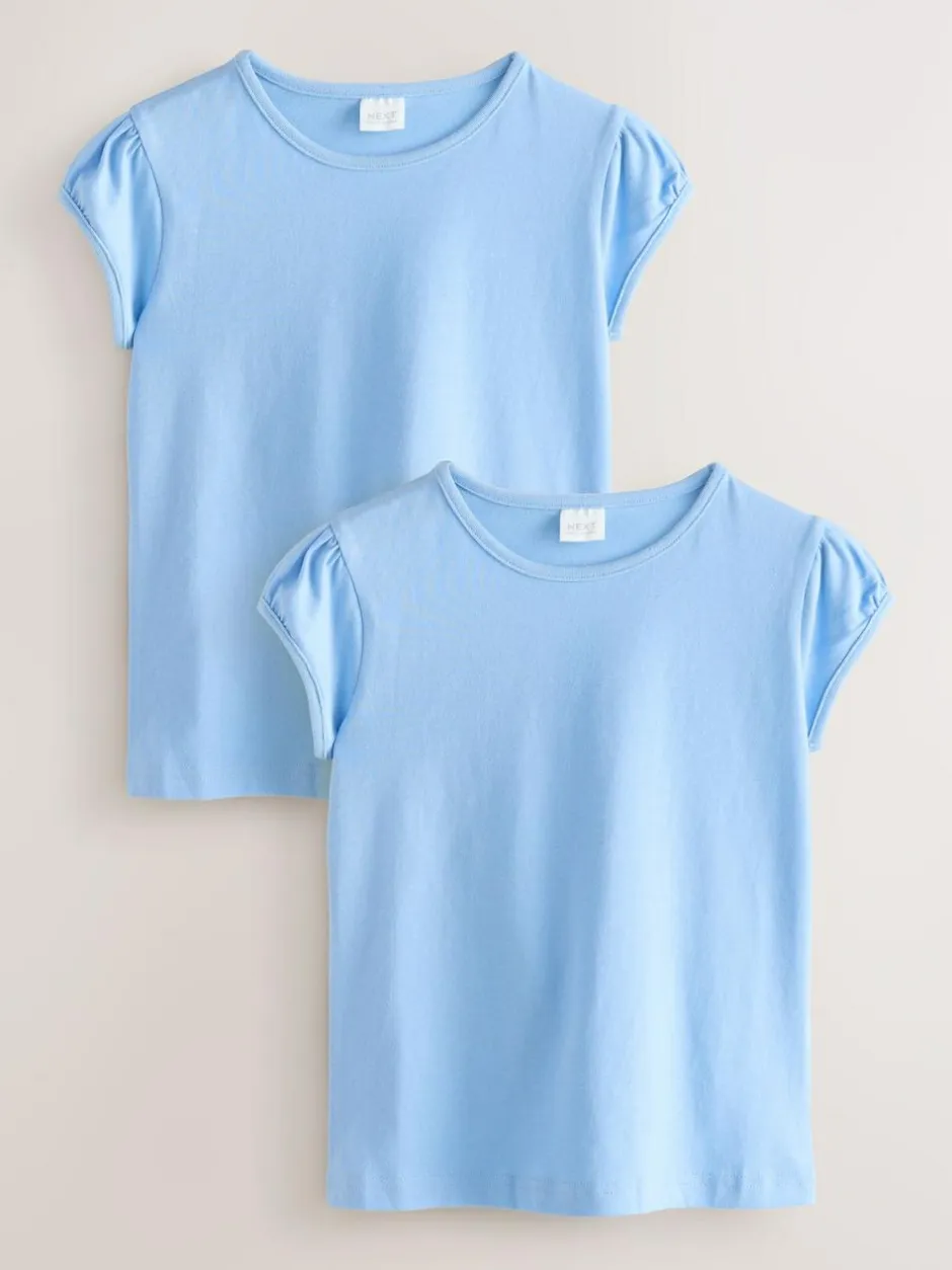 Next Pale Blue 2 Pack Puff Sleeve T-Shirts (3-16yrs) New