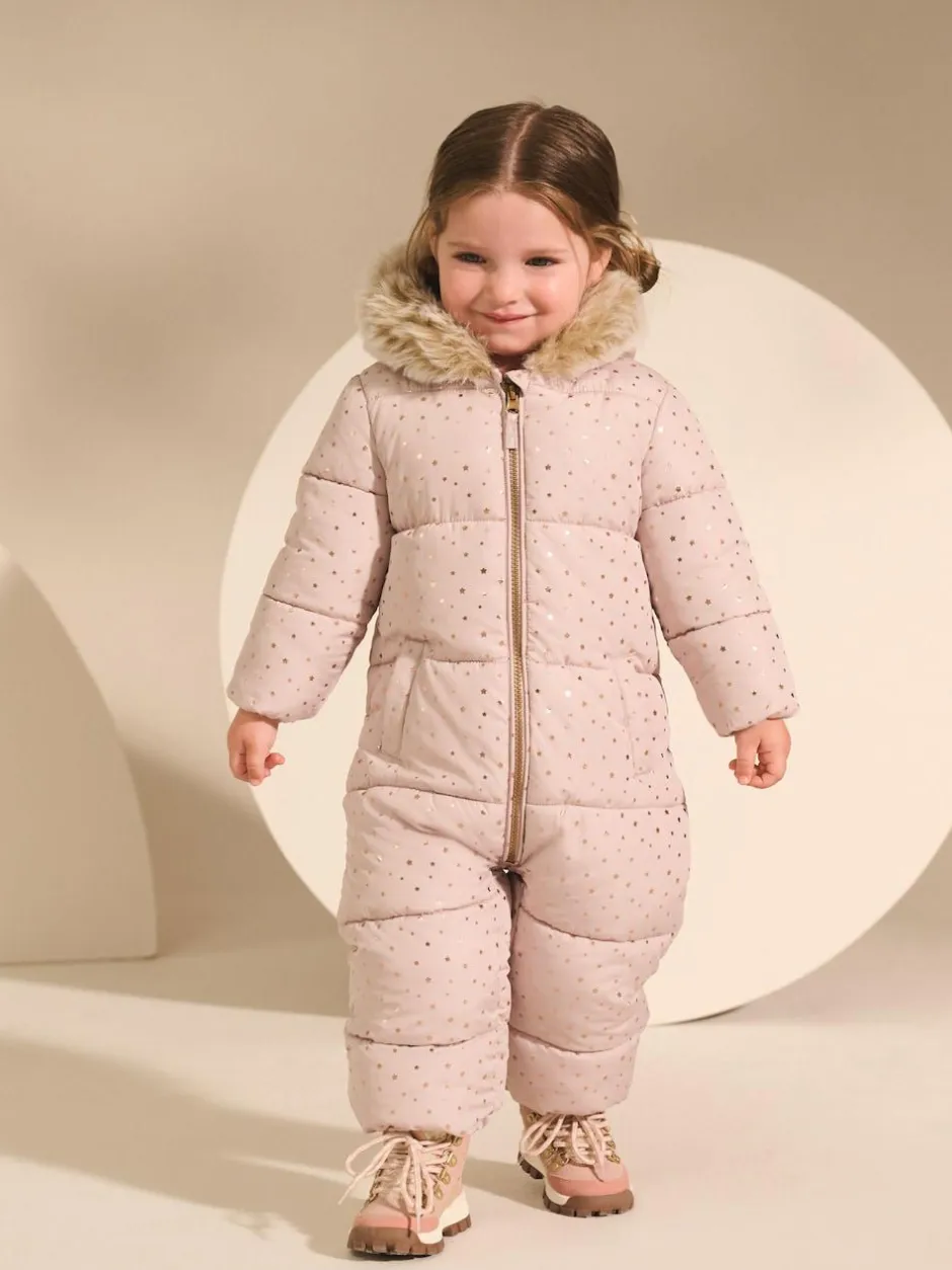 Next Print Shower Resistant Snowsuit (3mths-7yrs) Pale Pink New