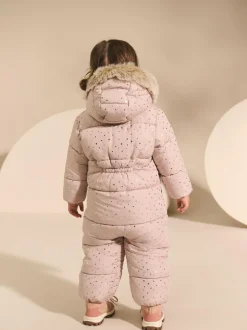 Next Print Shower Resistant Snowsuit (3mths-7yrs) Pale Pink New