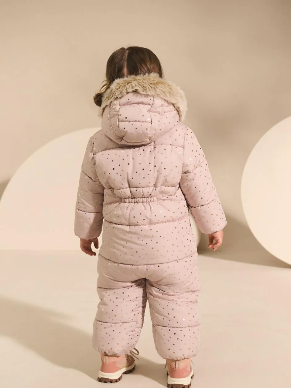 Next Print Shower Resistant Snowsuit (3mths-7yrs) Pale Pink New