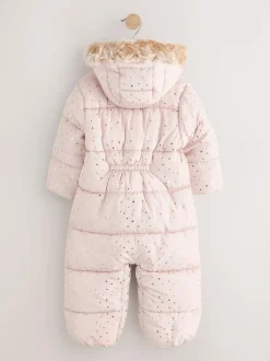 Next Print Shower Resistant Snowsuit (3mths-7yrs) Pale Pink New