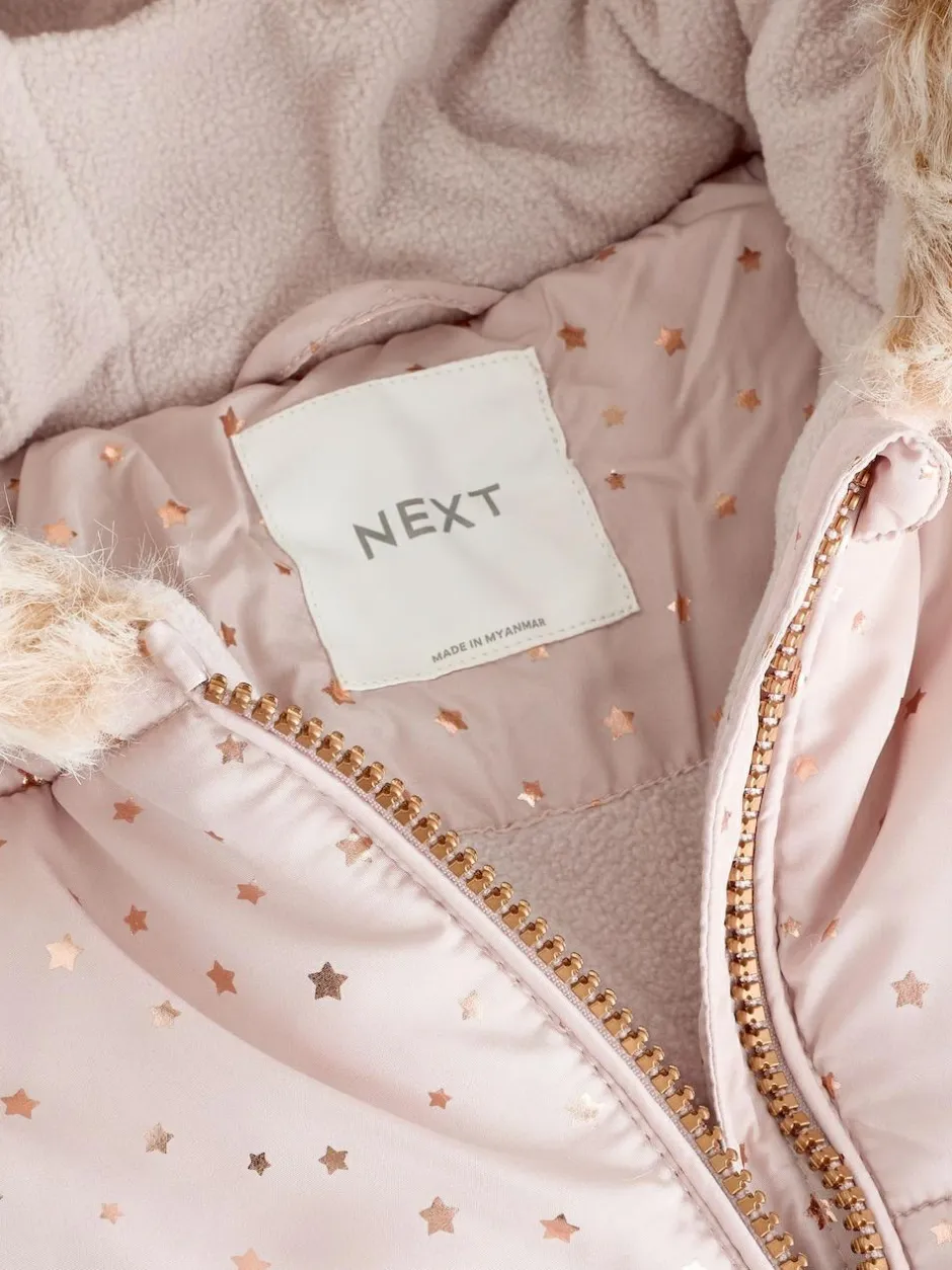 Next Print Shower Resistant Snowsuit (3mths-7yrs) Pale Pink New