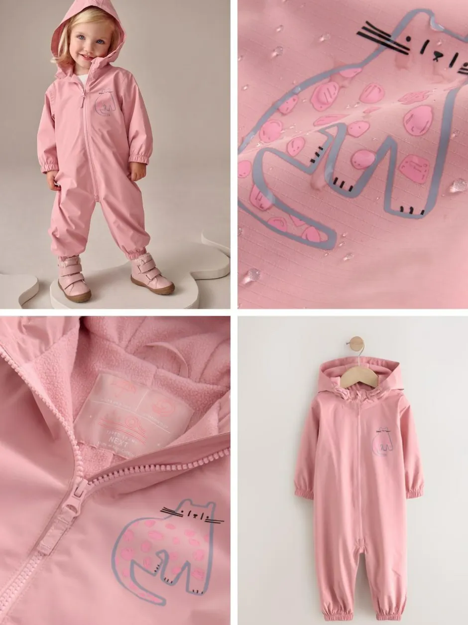 Next Pale Pink Waterproof Printed Puddlesuit (3mths-7yrs) Hot
