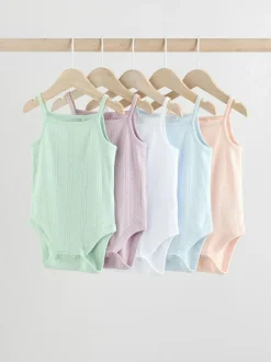 Next Pastel 5 Pack Vest Pointelle Baby Bodysuits Sale