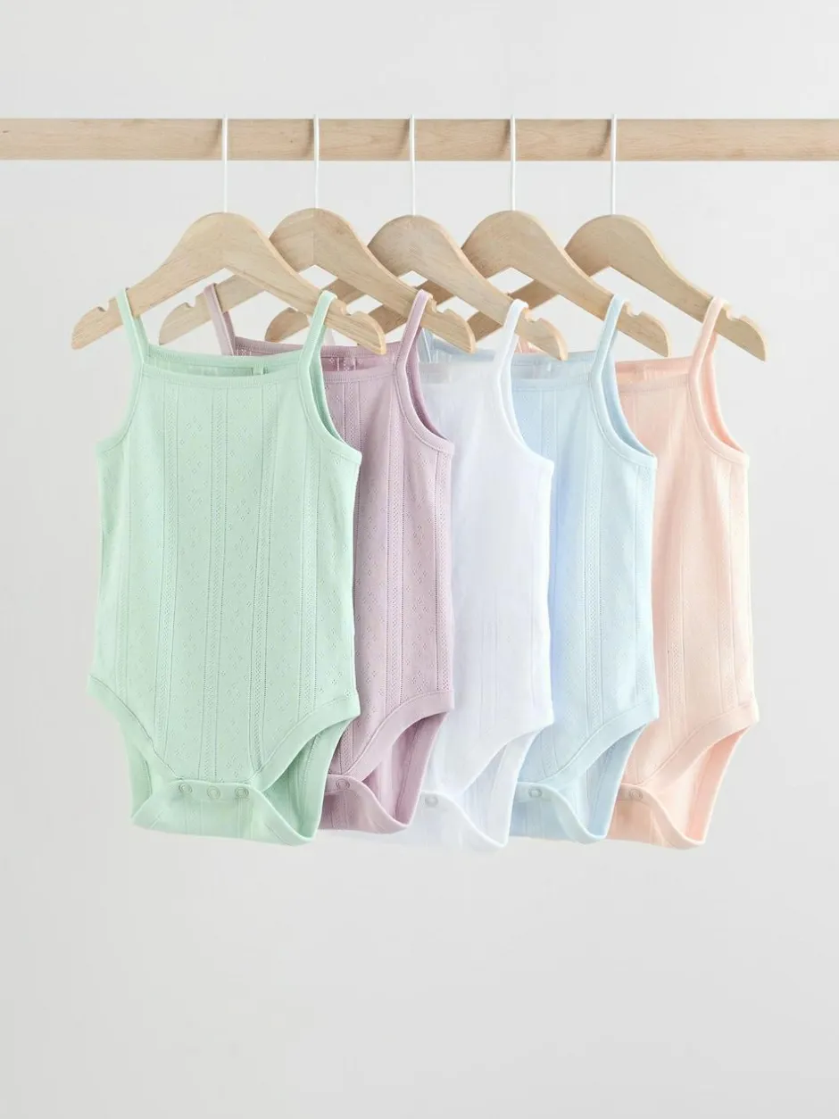 Next Pastel 5 Pack Vest Pointelle Baby Bodysuits Sale