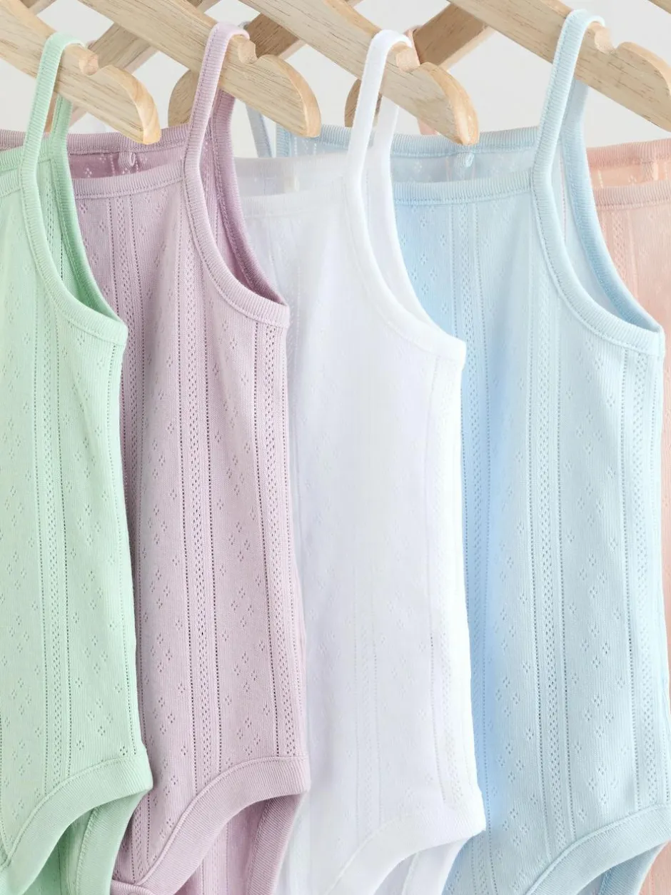 Next Pastel 5 Pack Vest Pointelle Baby Bodysuits Sale