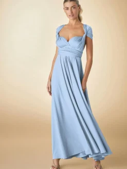 Next Jersey Multiway Wedding Guest Bridesmaid Maxi Dress Pastel Blue Sale