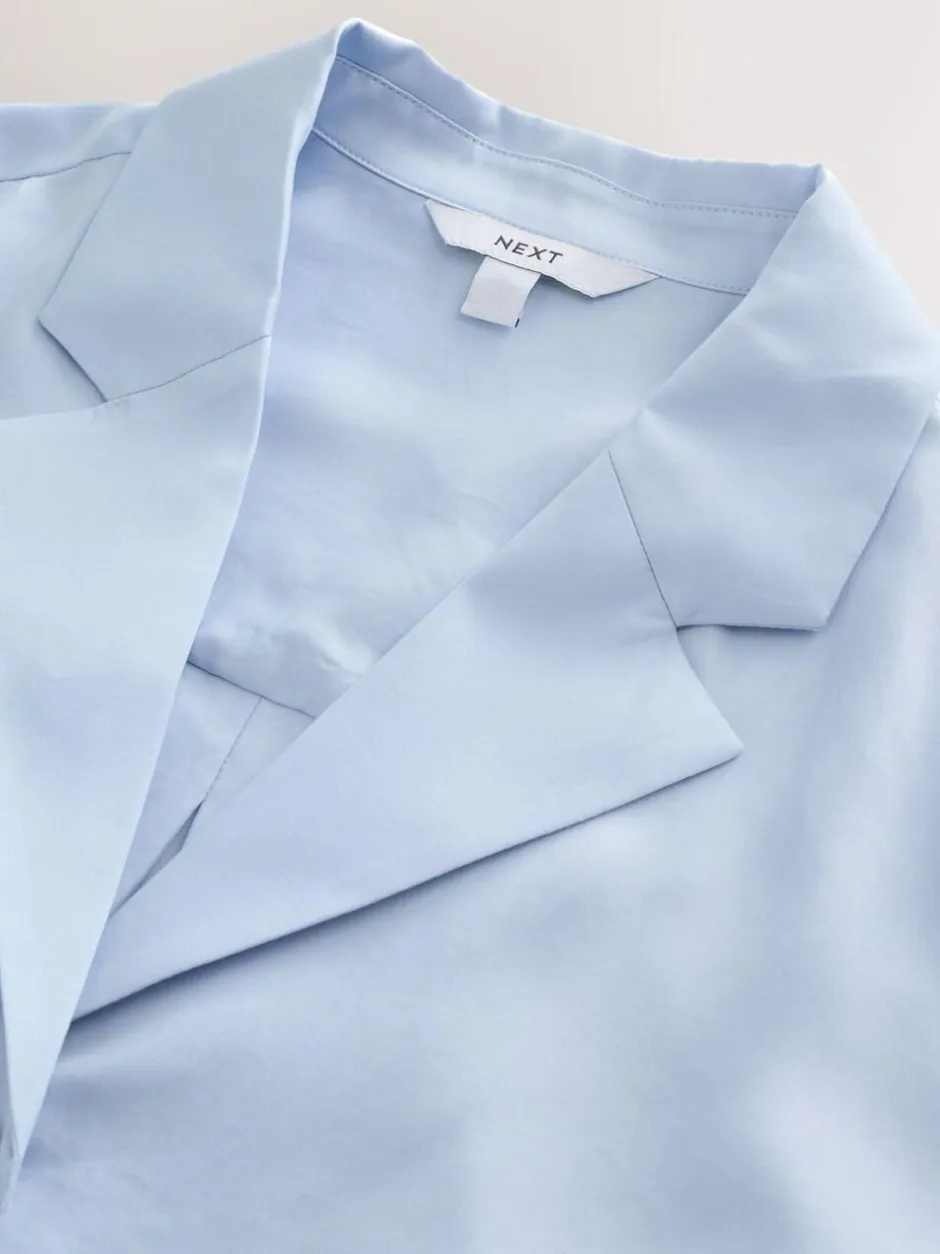 Next Soft Revere Collar Long Sleeve Shirt Pastel Blue