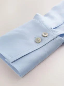 Next Soft Revere Collar Long Sleeve Shirt Pastel Blue
