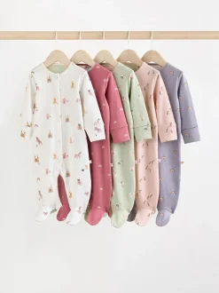Next Pastel Character 5 Pack Baby Sleepsuits (0-2yrs) Discount