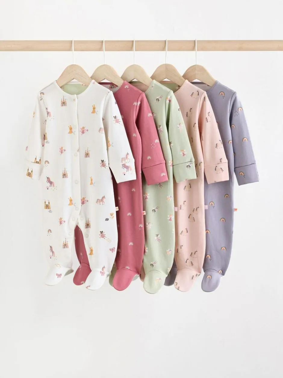 Next Pastel Character 5 Pack Baby Sleepsuits (0-2yrs) Discount