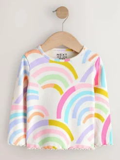 Next Pastel Rainbow Long Sleeve Rib Tops 5 Pack (3mths-7yrs) Outlet