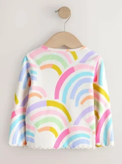 Next Pastel Rainbow Long Sleeve Rib Tops 5 Pack (3mths-7yrs) Outlet