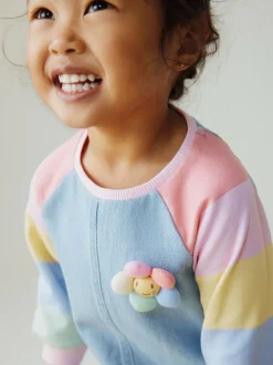 Next Raglan Denim Dress (3mths-8yrs) Pastel Rainbow New