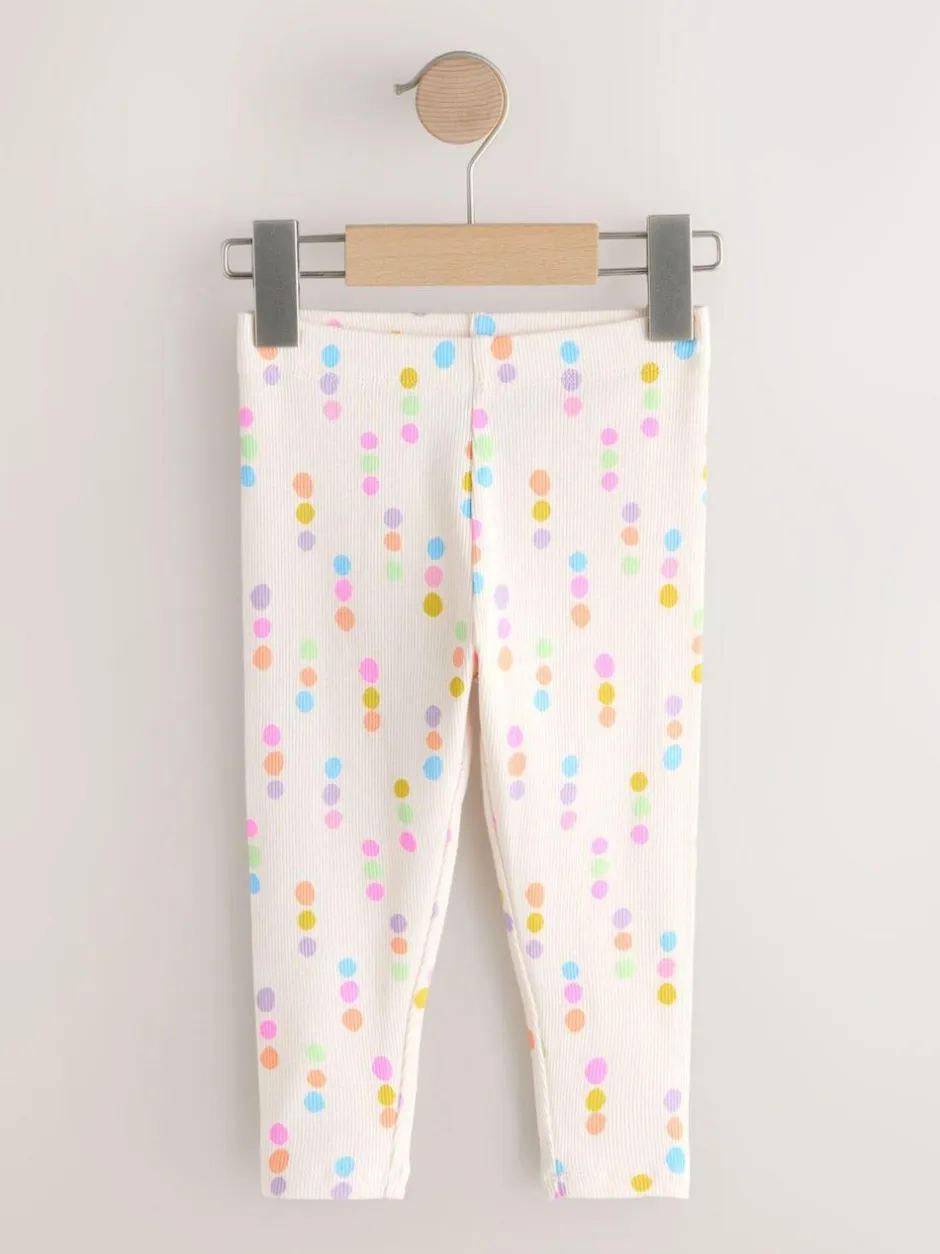 Next Pastel Rainbow Ribbed Leggings 5 Pack (3mths-7yrs) Online