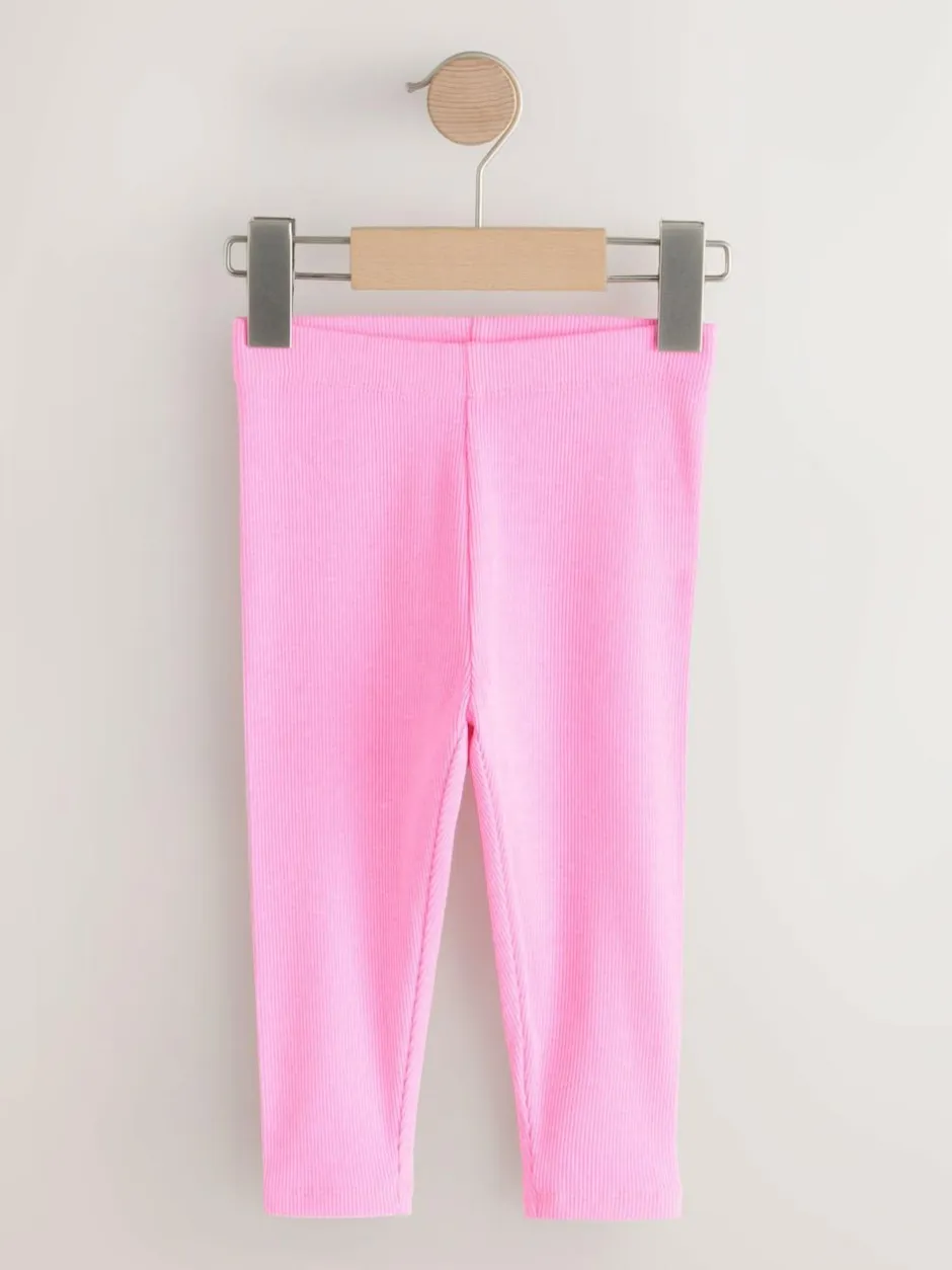 Next Pastel Rainbow Ribbed Leggings 5 Pack (3mths-7yrs) Online