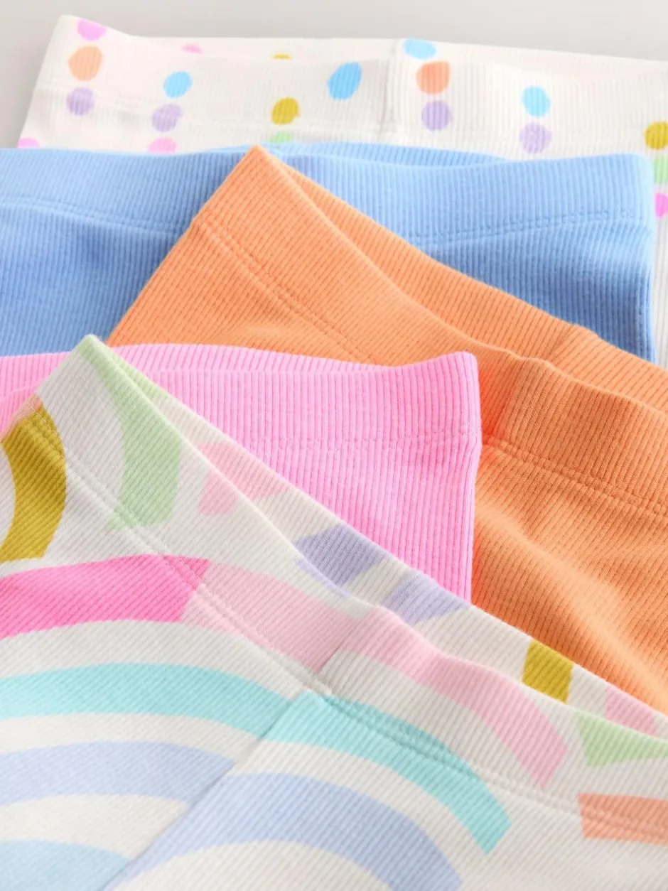 Next Pastel Rainbow Ribbed Leggings 5 Pack (3mths-7yrs) Online