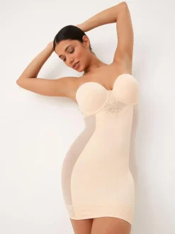 Next Pastel Rose Nude DD+ Firm Tummy Control Lightly Padded Lace Slip