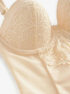 Next Firm Tummy Control Cupped Lace Body Pastel Rose Nude Hot