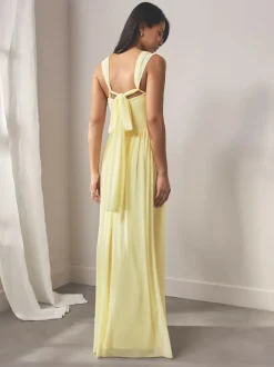 Next Pastel Yellow Mesh Multiway Wedding Guest Bridesmaid Maxi Dress New