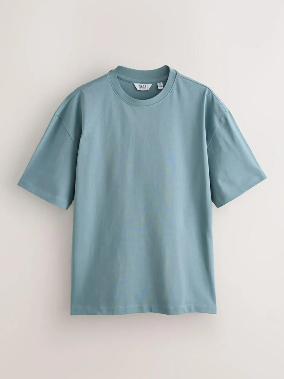 Next Relaxed Fit Heavyweight T-Shirts 5 Pack Pastels Green/Blue/Ecru/Slate/Pink Online