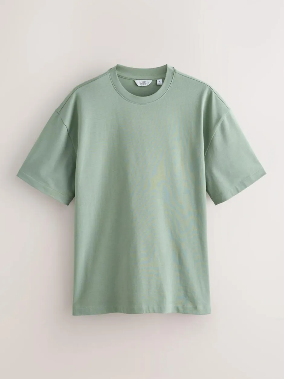 Next Relaxed Fit Heavyweight T-Shirts 5 Pack Pastels Green/Blue/Ecru/Slate/Pink Online