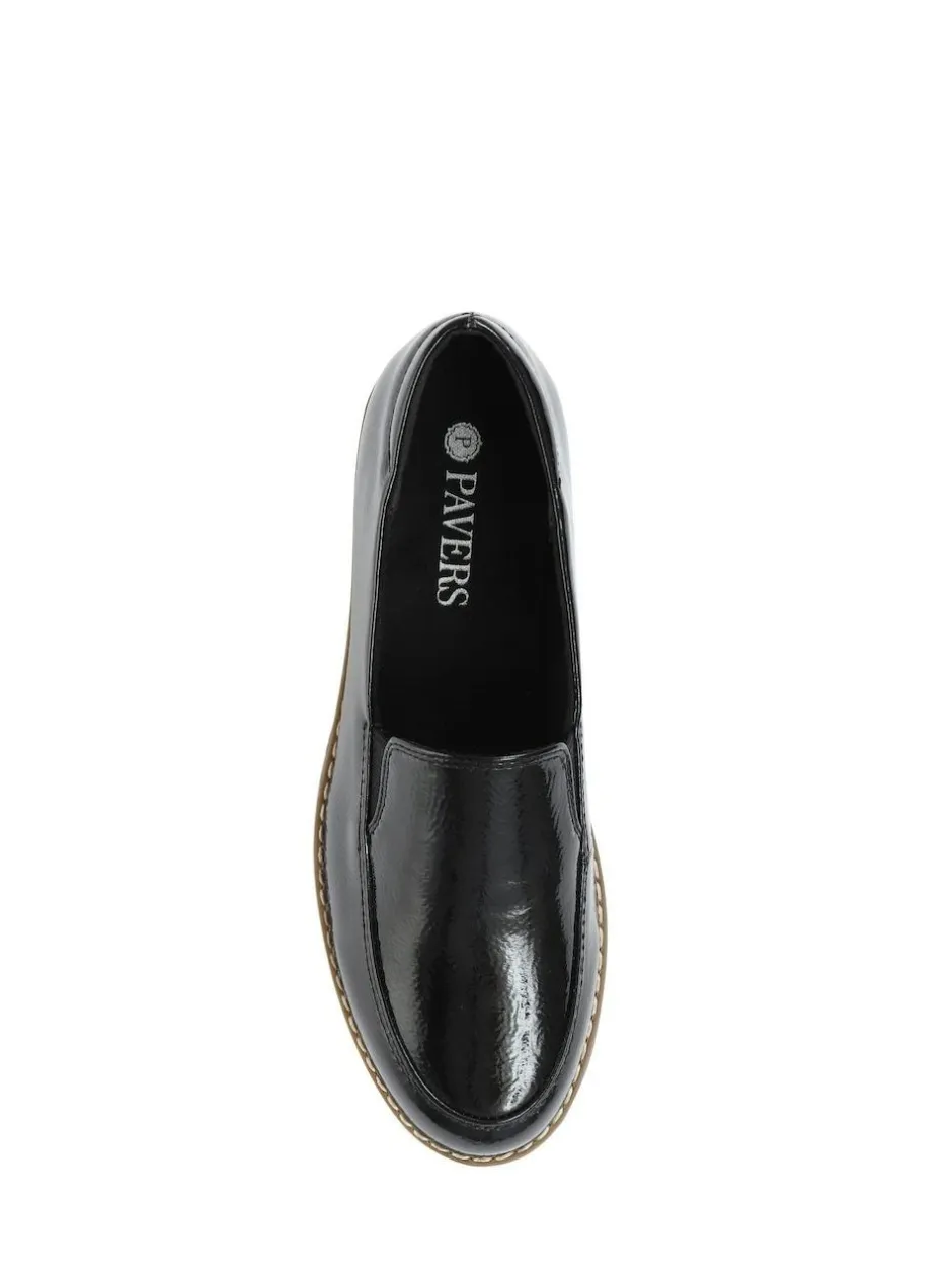 Pavers Black Ladies Slip-On Shoes Discount