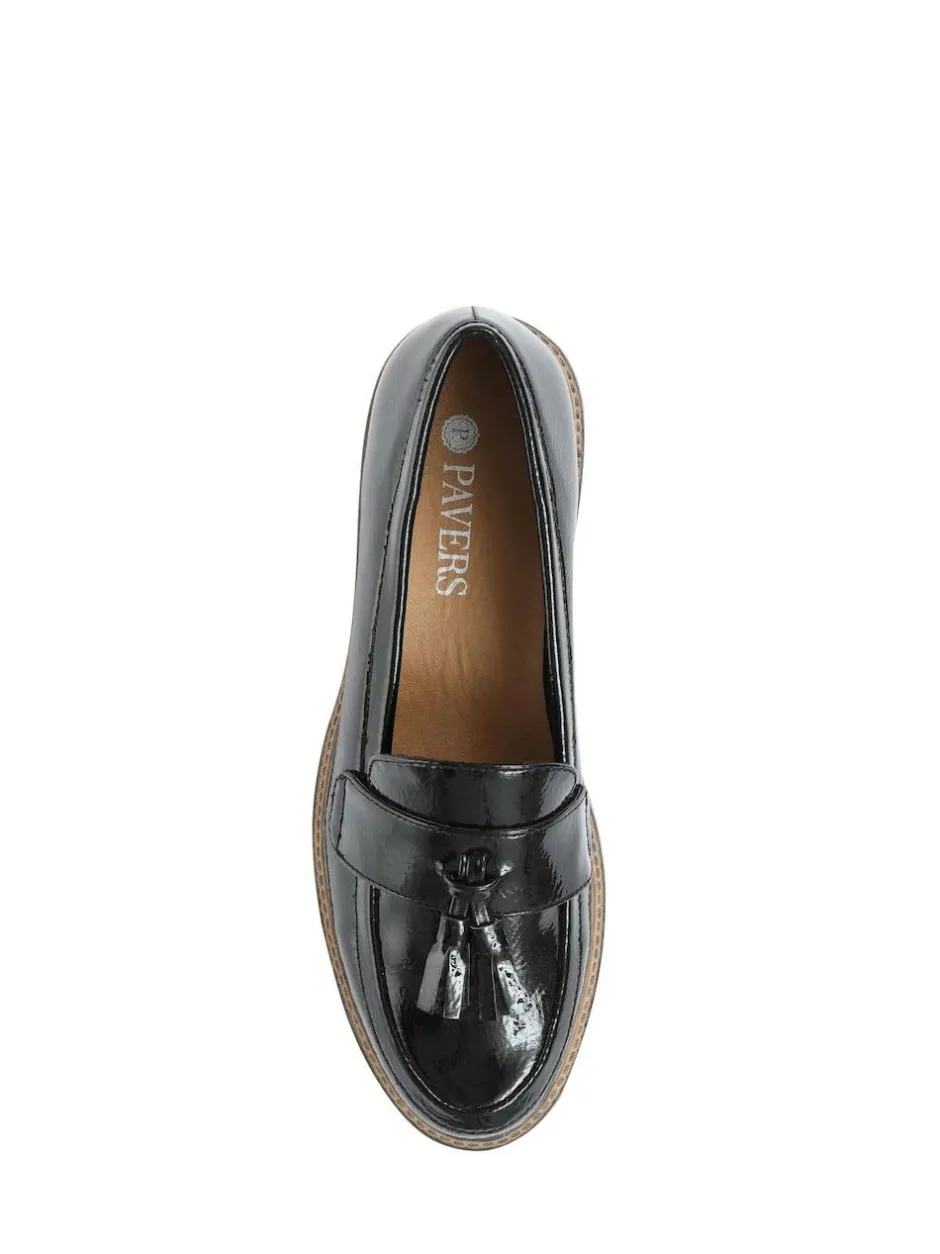 Pavers Black Patent Ladies Loafers Online