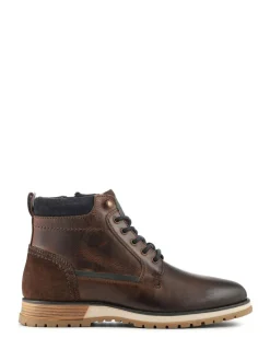 Pavers Wide Fit Leather Boots With Grip Sole Brown Hot