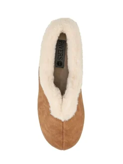 Pavers Wide Fit Memory Foam Cosy Slippers Brown New