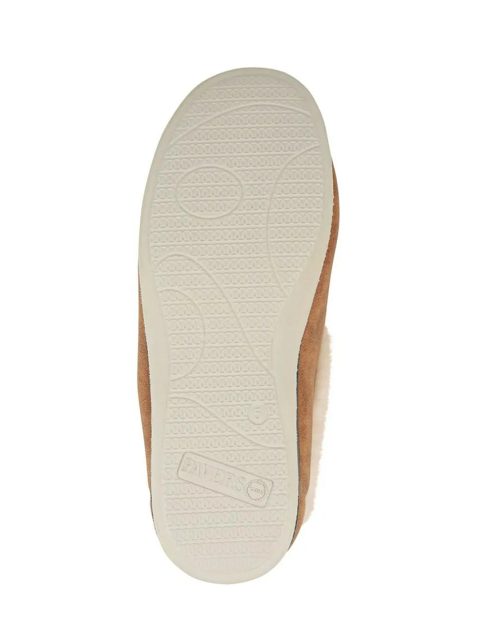 Pavers Wide Fit Memory Foam Cosy Slippers Brown New