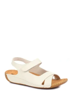 Pavers Ladies Touch Fasten Sandals Cream Sale