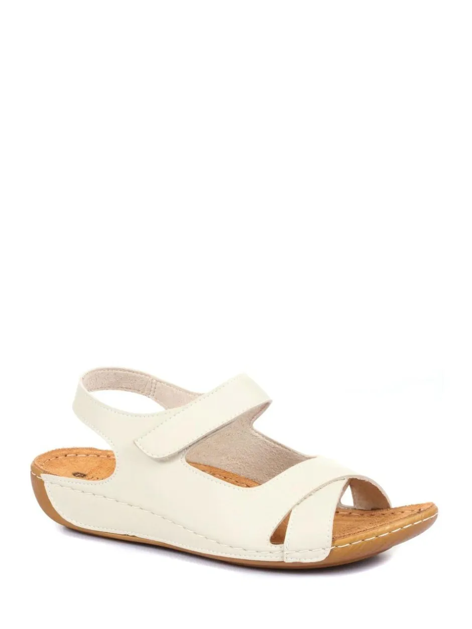 Pavers Ladies Touch Fasten Sandals Cream Sale